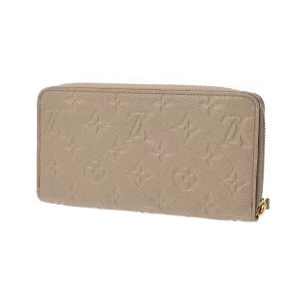 Louis Vuitton Tourterelle Monogram Empreinte Zippy Long Leather Wallet Brown